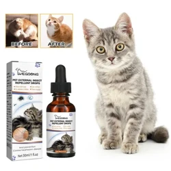 Pet Flea Killer Drops Fleas Ticks Control Itch Relief Puppy Lice Insect Remover Prevent Skin Infection Dog Cat Anti Flea Liquid