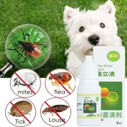 8ML Xịt Bọ chét Thành phần an toàn Giảm ngứa Loại bỏ bọ ve Bọ chét Đa năng cho thú cưng Chó chống bọ chét bọ ve Giọt trong nhà