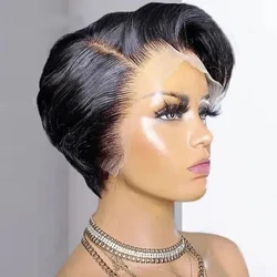 Parrucca corta Pixie Cut Capelli umani Capelli lisci 13x4x1 T Parte Parrucche Pixie in pizzo per capelli umani per donna