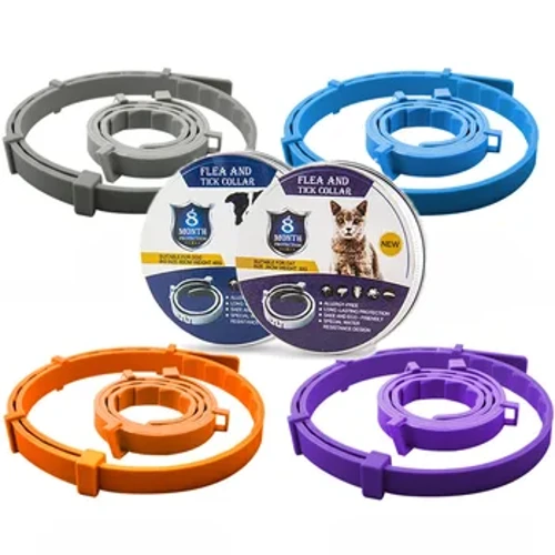 I-Dog & Cat Collar Eshintshashintshayo Intaza Nokuvimbela Umkhaza Ukulawula Izinambuzane Zezilwane Vikela Izinsiza Ze-Rubber Flea Killer Collar Pet Cat Cat