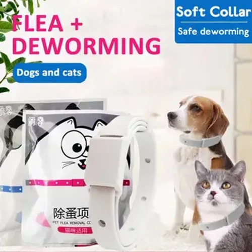 I-Dog & Cat Collar Flea & Ukuvimbela Umkhaza Okulungisekayo Ikhola Yesilwane Esifuywayo Ukulawula Izinambuzane I-Rubber Flea Killer Collar Izesekeli Zesilwane