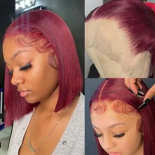 Burgundy HD Fa'amanino Puupuu Bob Laulu Wig Tagata Peruvian 99J Mumu Sa'o 13x6x1 Lace Front Wig Mo Fa'fine Mu'a Fua.