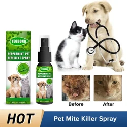 Pet Loppe Spray Flåtkontrol Kløe Lindring Lus Insektfjerner Kat Ringorm Hudsygdom Behandling Anti-inflammatorisk hunde insekticid