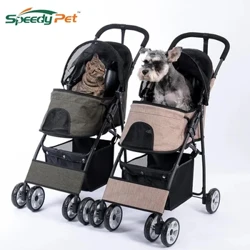Có Thể Gập Lại Xe Đẩy Thú Cưng 4 Bánh Chó Du Lịch Xe Đẩy Xe Đẩy Quần Jogger Có Giỏ Chứa Đồ Cho Chó Con Mèo Thú Cưng Suplies Ngoài Trời