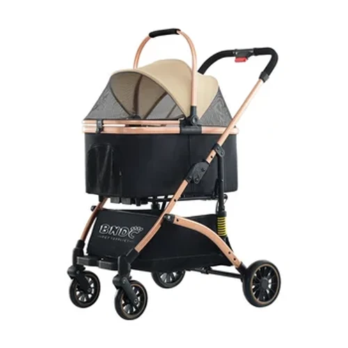 Stroller Cŵn Cludwyr Cŵn Ysgafn Troli Loncian Anifeiliaid Anwes Teithio Awyr Agored Plygadwy 4-Olwyn gydag Amsugniad Sioc
