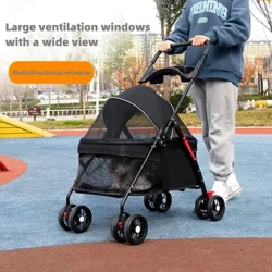 Pet Stroller Teddy Cat Dog Stroller Tafa'alo La'i Maile Fagafao Mea Fa'atau Mama'i Ga'u Pet Cart Strollers
