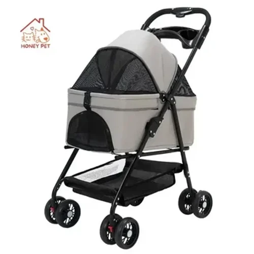 Meli Dog Stroller mo Pet Puppy Conveyors and Strollers Carriers and Strollers mo Dogs Foldable and Detachable Cage Cart.