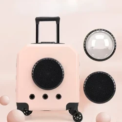 Pet Travel Dogs Air Box Pet Trolley Case Carrier Kapsul Transparan Troli untuk Anak Anjing Kucing Pembawa Tas dengan Roda
