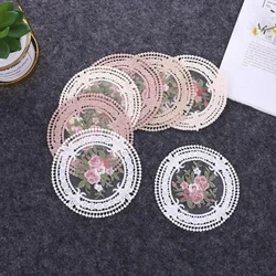 1PC Vintage Lace Coaster Placemat Embroidery Craft Bowls Coffee Cups Coaster European Style Fabric Anti-Scald Table Plate Mat