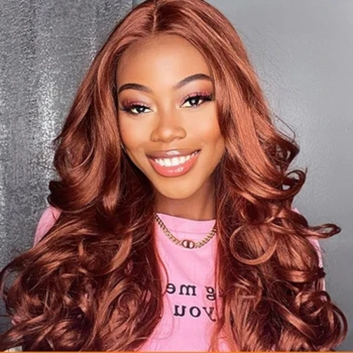 ʻO ka ʻulaʻula ʻulaʻula ʻulaʻula ʻulaʻula kino o ka lace front wig ka lauoho kanaka Glueless #33 HD Lace Frontal Wig waihoʻoluʻu i ka lauoho kanaka wigs mākaukau e hoʻohana i ka ʻāpana T