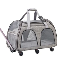 2024 Travel Friendly Pet Carrier Bag with Wheels 2024 Airline Approved Large Capacity Stroller Trolley