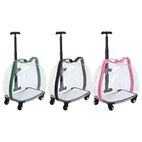 Pet Dog Cat Trolley Case Bagasi karo Roda Ngangkut Koper Transparan Breathable Pet Cat Carrier Pet Stroller