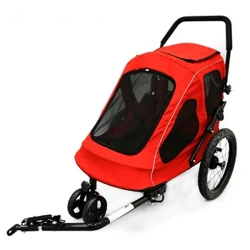 Trailer Sepeda Pet Roda Gedhe 20 Inch, Stroller 2-In-1 Bisa Sambungake Kanthi Sepeda & Muat 120 LBS, Kanggo Kucing Asu Gedhe