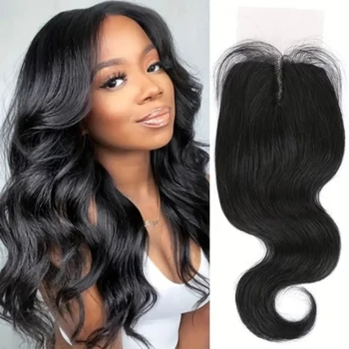 Fechamentos apenas fechamento de renda transparente cabelo humano onda do corpo cabelo brasileiro t parte média cor natural fechamento de cabelo barato