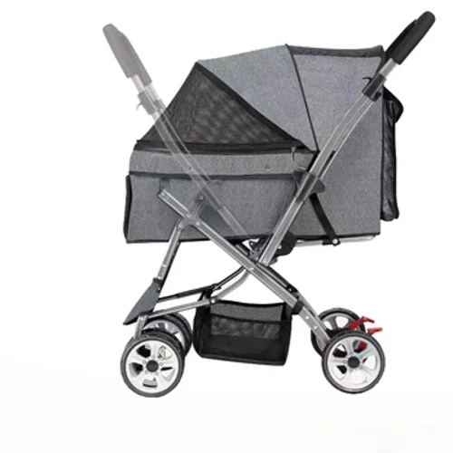 Stroller peataí infhillte Tralaí ceithre roth iniompartha do pheataí Scútar soghluaisteachta peataí faoi mhíchumas Cartán Madraí Dhá Bhealach Meánach go Mór