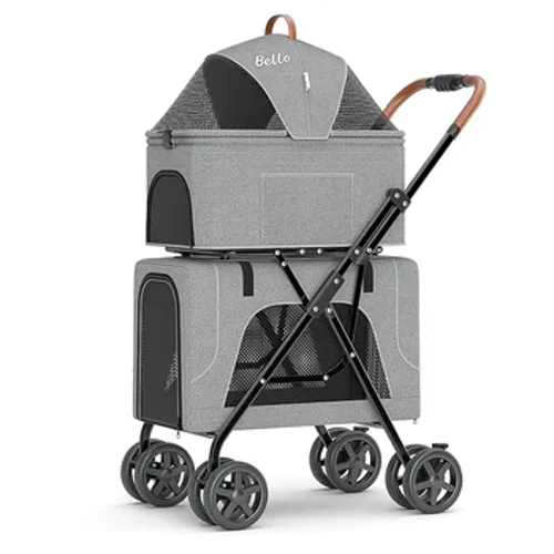 Hausdéier Stroller Liichtgewiicht Klappt Duebelschicht Hausdéier Trolley Case Hond Kaz reesen dobausse Stroller droen op Puppy Pet Cat Cage