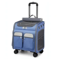 2 I 1 Mála Peataí Stroller Cat Mála Móra Peataí le Rothaí Mála Ceangail-Slat Slat Inaistrithe Inaistrithe Cat agus Madraí Mála Iompróir Taisteal