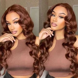 Šokolaadipruun Body Wave HD pitsparukad juustest #4 värvilised HD pitsilised eesmised parukad, eelnevalt kitkutud odavad parukad 13*6*1 T parukad