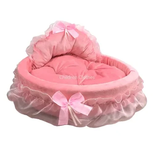 Giới nơ giả giường ren giường cho những con chó lớn có thể tháo rời hình bầu dục màu hồng công chúa vật nuôi giỏ giường cho chó vật nuôi đồ nội thất đám cưới