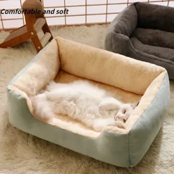 Pet Cat Bed Sofa Warm House Candy-colored Square Nest Pets Kennels kanggo Anjing Kecil Kucing Musim Dingin Anak Kucing Anak Kucing Keranjang Tidur