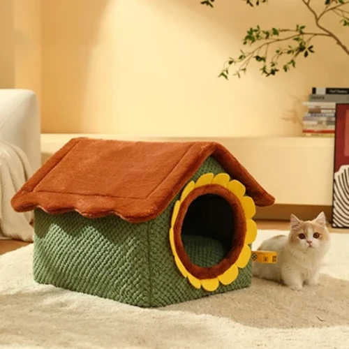 Teach Geimhridh Cat Teach Folaigh do Chait Conchró do Mhadraí Laistigh Coileán Peata Beaga Leaba Codlata Peataí Phuball Leapacha agus Troscán Madraí