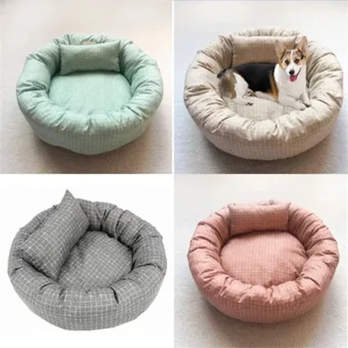 Vòng Giường Thú Cưng Cho Chó Mèo Đa Năng Cho Tất Cả Các Mùa Vải Mềm Thú Cưng Kèm Gối Thú Cưng Ngủ Đệm Sofa chó Phụ Kiện