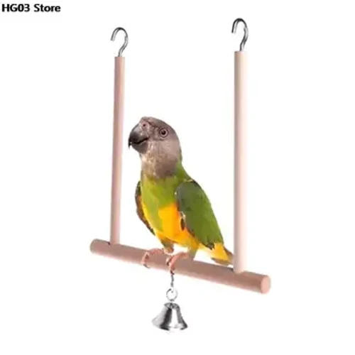 1PC Egurrezko Hegaztien Kaiola Perka Kaiola Egurrezko Hegaztiak Perka Loro Jostailuak Stand Holder Egur Natural Swing Pet Hornidura