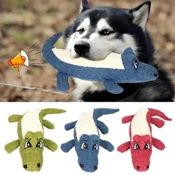 Hausdéier Chew Spillsaachen Interaktiv Cartoon Déier Plüsch Alligator Form Hond Sound Spillsaachen Knauwen Zänn Schleifen Trainingsmaterial