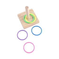 Forniture per animali domestici Attività Giocare Allenamento del QI Parco giochi in legno Giocattolo da masticare per uccelli Pappagalli Piattaforma impilabile Anello colorato