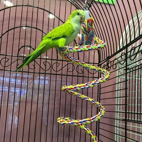 Nyt papegøjereb hængende flettet undulat tyggereb Fuglebur Cockatiel Legetøj Kæledyrsstativ Træningstilbehør Conure Gyngetilbehør