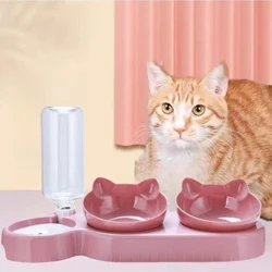 Pet Dog Cat Food Bowl Automatic Feeder 2 i le 1 'Ai Intaining Suavai Anti Slip Lua Fafaga Mea'ai mo pusi Puppy