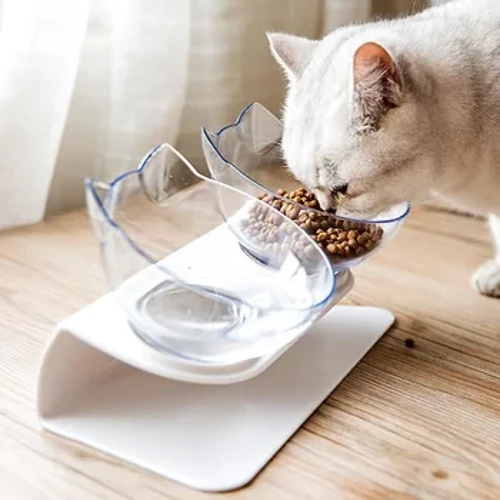 Halkfri dubbel kattskål Hundskål med stativ Utfodring av katter Vattenskål för katter Matskålar för hundar, matarprodukter