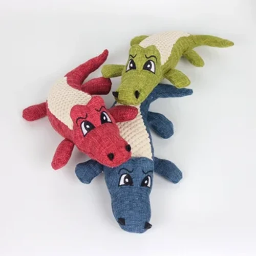 Интерактивни играчки за дъвчене на кучета Карикатурно животно Плюшен алигатор Форма за домашно куче Звукова играчка Гризене на скърцащи зъби Консумативи за обучение
