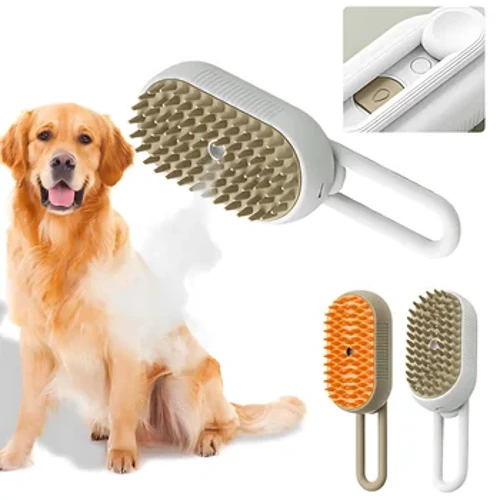 Bàn chải đánh răng ướt át Xịt điện cho mèo Bàn chải lông chó 3 in1 Bàn chải hấp cho chó để massage Chải lông cho thú cưng Loại bỏ tóc rối và rụng