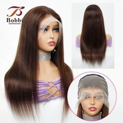 Nâu Đen Tóc Tóc Giả Dành Cho Nữ Ren Mặt Trước Tóc Giả Glueless HD Trong Suốt Ren Đóng Cửa Đen Tự Nhiên Thẳng Remy Tóc BOBBI