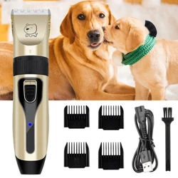 Clipper Gwallt Proffesiynol Ci Trimmer Trimmer Trimmer Trydanol ar gyfer Anifeiliaid Anwes Peiriant Torri Gwallt Anifeiliaid Desibel Isel USB