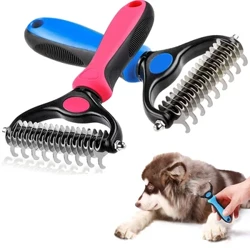 Chó Deshedding Bàn Chải Chuyên Nghiệp Cho Thú Cưng Rụng Lông Bàn Chải Cho Chó Mèo Lông Thắt Nút Cắt 2 Mặt Cho Thú Cưng Sạch Lược
