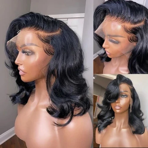 180 Density Body Wave Wavy Short Bob Wig 13x4 13x6 Lace Front Human Hair Indian 4x4 Closure Wig 5x1 T Part Water Wave Remy