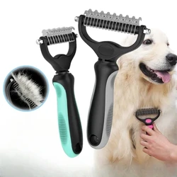 Pente para remoção de pelos de cães e gatos, escova longa e curta para cuidados com animais de estimação, equipamento para cuidados com animais de estimação