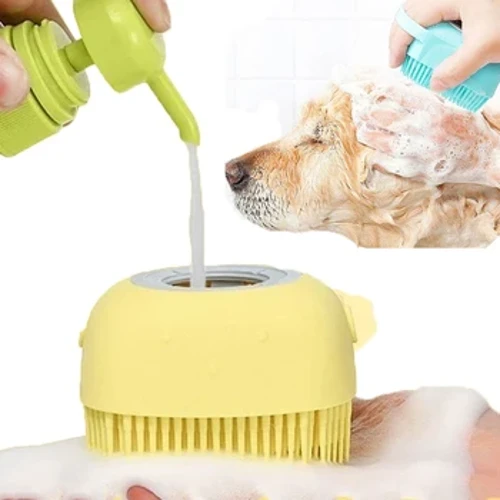 Banyo Köpek Banyo Fırçası Masaj Eldiveni Yumuşak Güvenlik Silikon Tarak Şampuan Kutusu ile Kediler için Evcil Hayvan Aksesuarları Duş Bakım Aracı