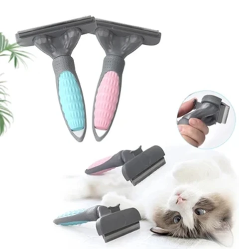 Planet Pet Grooming Brush - Double Sided Shedding at Dematting Undercoat Rake Comb para sa Mga Aso at Pusa,Extra Wide, Asul