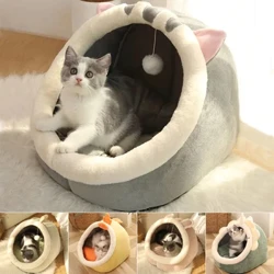 Leaba cat domhain-choth Ciseán Peataí Te Teach Cat cluthar Kitten Lounger Cushion Cat Nesk Phuball An-Bog Madraí Beaga Madra Mála Cave Cait Leaba