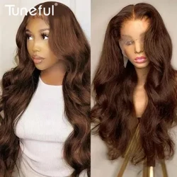 TuneFul 180% 13x4 HD COLDO CHOCACE CHOCOLA MARRÓN CABLERA HUMANA PELOLAS OVERLA CUBIERSO PELOLAS PELO HUMANAS