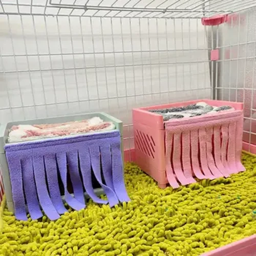 Hide House-cortina de puerta con borlas para cama, suave, cómoda, lavable, accesorios para jaula de animales pequeños para conejillo de indias