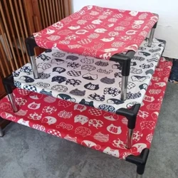 Giường Cao Cho Chó Mèo Gấp Thú Cưng Cắm Trại Giường Mèo Nhà Di Động Có Thể Tháo Rời Có Thể Giặt Bốn Mùa Chó Cũi Chó Con Giường