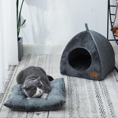Casă de pat pentru pisici pentru iarnă în interior, somn profund, confortabil, coș pentru animale de companie, covoraș mic confortabil, accesorii pentru pisicuțe pentru câini mici