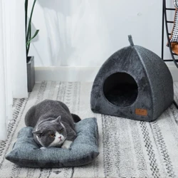 Casă de pat pentru pisici pentru iarnă în interior, somn profund, confortabil, coș pentru animale de companie, covoraș mic confortabil, accesorii pentru pisicuțe pentru câini mici