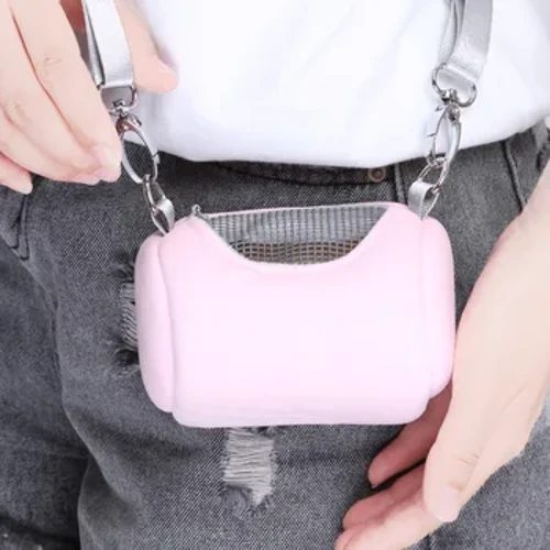 Kæledyrsbur Cross Body tilbehør Cylinderdesign Blødt Praktisk Husrejse Bærbart egern Synlig mesh hamsterbæretaske