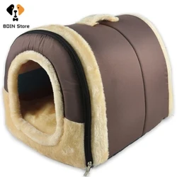 Kapalı köpek evi yumuşak rahat köpek mağara yatak katlanabilir çıkarılabilir sıcak ev yuva küçük orta kediler için hayvanlar hayvan kulübü