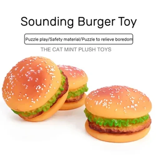 Cŵn Anifeiliaid Anwes Hamburger Tegan Cŵn Bach Anwenwynig Teganau Ci Cnoi Teganau Cnoi Gradd Bwyd Hyfforddiant Silicôn Chwarae Cnoi Cŵn Cat Affeithwyr